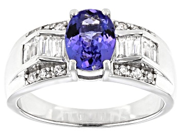 Picture of Blue tanzanite rhodium over sterling silver ring 1.85ctw