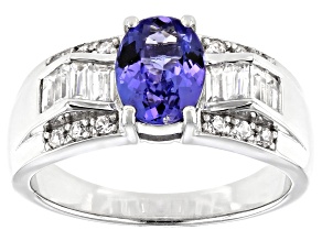 Blue tanzanite rhodium over sterling silver ring 1.85ctw