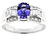 Blue tanzanite rhodium over sterling silver ring 1.85ctw