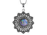 Multicolor Opal Triplet Sterling Silver Pendant With Chain
