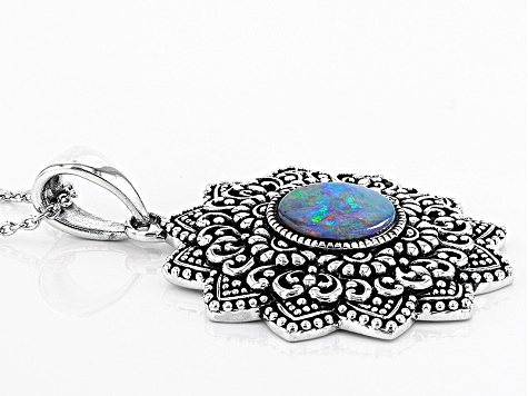 Multicolor Opal Triplet Sterling Silver Pendant With Chain