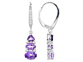 Purple Amethyst Rhodium Over Sterling Silver Earrings 2.52ctw