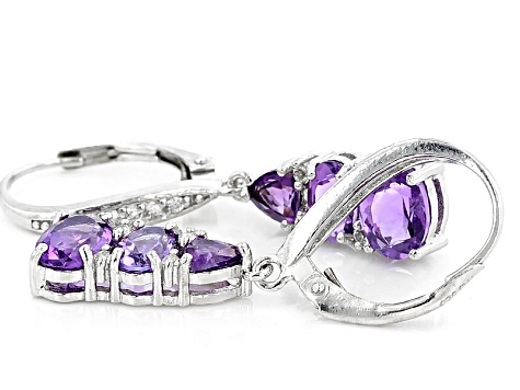 Purple Amethyst Rhodium Over Sterling Silver Earrings 2.52ctw