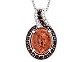 Red Sponge Coral Sterling Silver Pendant With Chain .59ctw