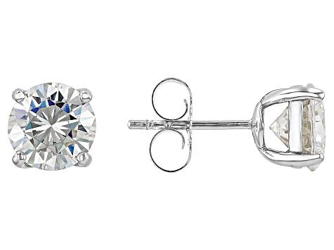 White Strontium Titanate Rhodium Over Sterling Silver Earrings 5.00ctw