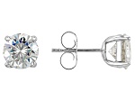 White Strontium Titanate Rhodium Over Sterling Silver Earrings 5.00ctw