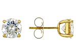 Strontium Titanate 18k Yellow Gold Over Sterling Silver Stud Earrings 5.00ctw