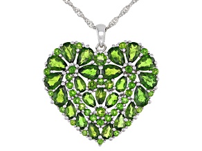 Green Chrome Diopside Rhodium Over Sterling Silver Pendant With Chain 9.39ctw