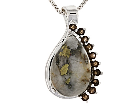 Golden Pyrite Sterling Silver Pendant With Chain .34ctw