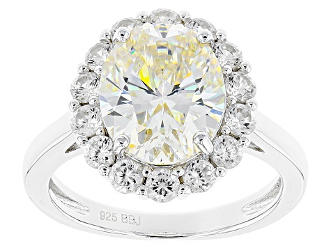 White Strontium Titanate Rhodium Over Sterling Silver Ring 6.42ctw