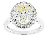 White Strontium Titanate Rhodium Over Sterling Silver Ring 6.42ctw