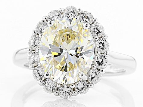 White Strontium Titanate Rhodium Over Sterling Silver Ring 6.42ctw