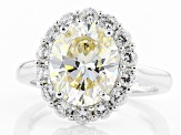 White Strontium Titanate Rhodium Over Sterling Silver Ring 6.42ctw