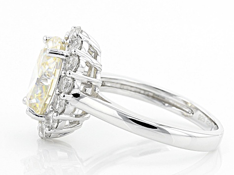 White Strontium Titanate Rhodium Over Sterling Silver Ring 6.42ctw