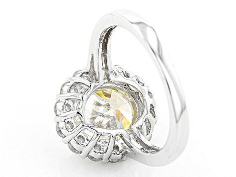 White Strontium Titanate Rhodium Over Sterling Silver Ring 6.42ctw