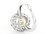 White Strontium Titanate Rhodium Over Sterling Silver Ring 6.42ctw