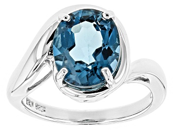Picture of London Blue Topaz Rhodium Over Sterling Silver Ring 3.85ct