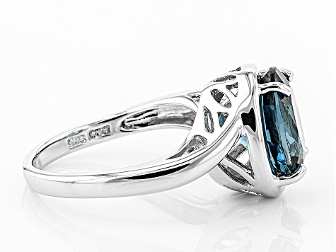 London Blue Topaz Rhodium Over Sterling Silver Ring 3.85ct