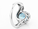 London Blue Topaz Rhodium Over Sterling Silver Ring 3.85ct