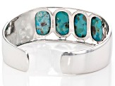 Blue Composite Turquoise Rhodium Over Sterling Silver Cuff Bracelet