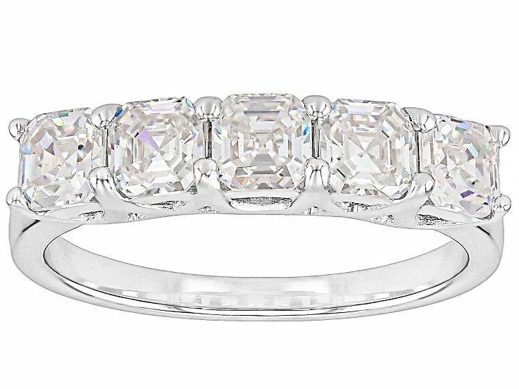 White Strontium Titanate Rhodium Over Silver Band Ring 2.12ctw