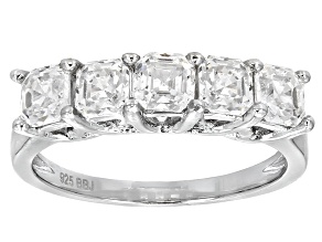White Strontium Titanate Rhodium Over Silver Band Ring 2.12ctw