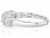 White Strontium Titanate Rhodium Over Silver Band Ring 2.12ctw