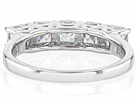 White Strontium Titanate Rhodium Over Silver Band Ring 2.12ctw