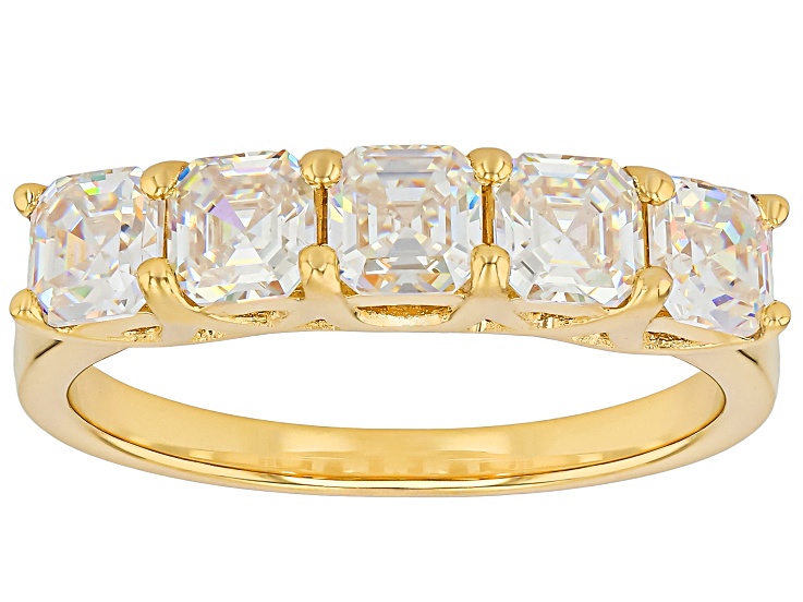 White Strontium Titanate 18k Yellow Gold Over Silver Ring 2.12ctw