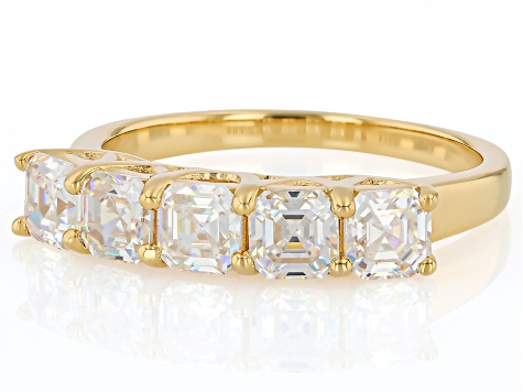 White Strontium Titanate 18k Yellow Gold Over Silver Ring 2.12ctw
