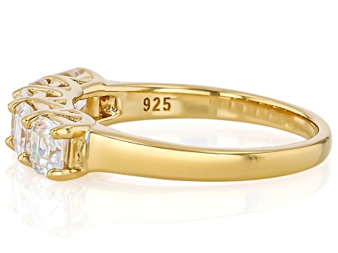 White Strontium Titanate 18k Yellow Gold Over Silver Ring 2.12ctw