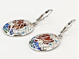 Multicolor Mosaic Mother Of Pearl Eagle Sterling Silver Earrings
