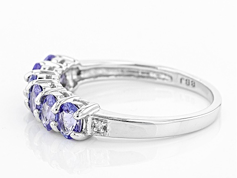 Blue Tanzanite Rhodium Over Sterling Silver Ring .84ctw - FGH413 