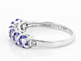 Blue Tanzanite Rhodium Over Sterling Silver Ring .84ctw