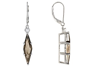 Brown Smoky Quartz Rhodium Over Sterling Silver Earrings 3.86ctw