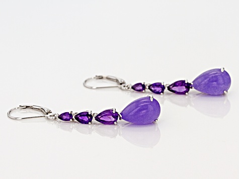 Purple Chalcedony Sterling Silver Earrings 2.23ctw