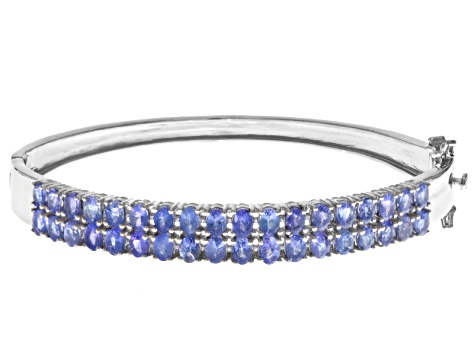 Blue Tanzanite Rhodium Over Sterling Silver Bracelet 5.40ctw