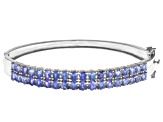 Blue Tanzanite Rhodium Over Sterling Silver Bracelet 5.40ctw