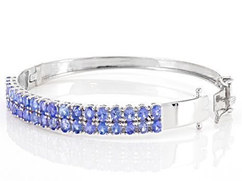 Blue Tanzanite Rhodium Over Sterling Silver Bracelet 5.40ctw