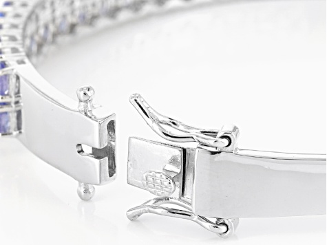 Blue Tanzanite Rhodium Over Sterling Silver Bracelet 5.40ctw