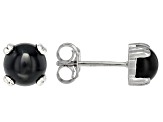 Black Onyx Platinum Over Sterling Silver Stud Earrings with Box