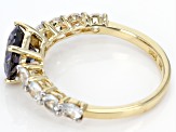 Purple Fabulite Strontium Titanate And White Zircon 10k Yellow Gold Ring 3.75ctw