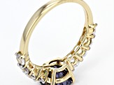 Purple Fabulite Strontium Titanate And White Zircon 10k Yellow Gold Ring 3.75ctw