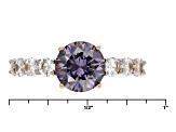 Purple Fabulite Strontium Titanate And White Zircon 10k Yellow Gold Ring 3.75ctw