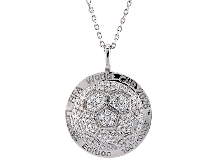 FIFA World Cup 2026â„¢ Limited Edition Rhodium Over Sterling Silver Lab-Grown Diamond Pendant 1.00ctw