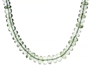 Picture of Green Prasiolite Rhodium Over Sterling Silver Beaded Necklace