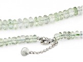 Green Prasiolite Rhodium Over Sterling Silver Beaded Necklace