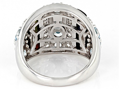 【ロ】TayNew Sky Blue Topaz Rhodium Over Sterling Silver Ring 2.54ctw