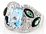 Sky Blue Topaz Rhodium Over Sterling Silver Ring 4.31ctw