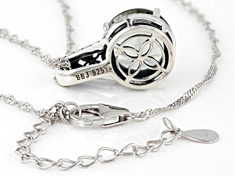 Green Prasiolite Spinfire(TM) Sterling Silver Pendant With Chain 4.25ct
